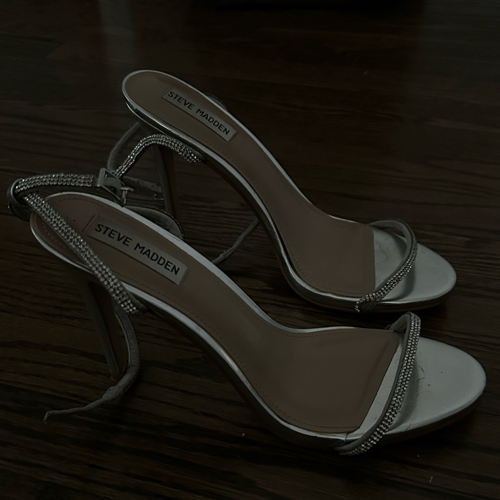 steve madden silver straps heels